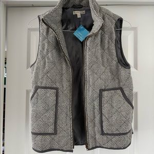 Wishlist grey and cream Herringbone zip up vest